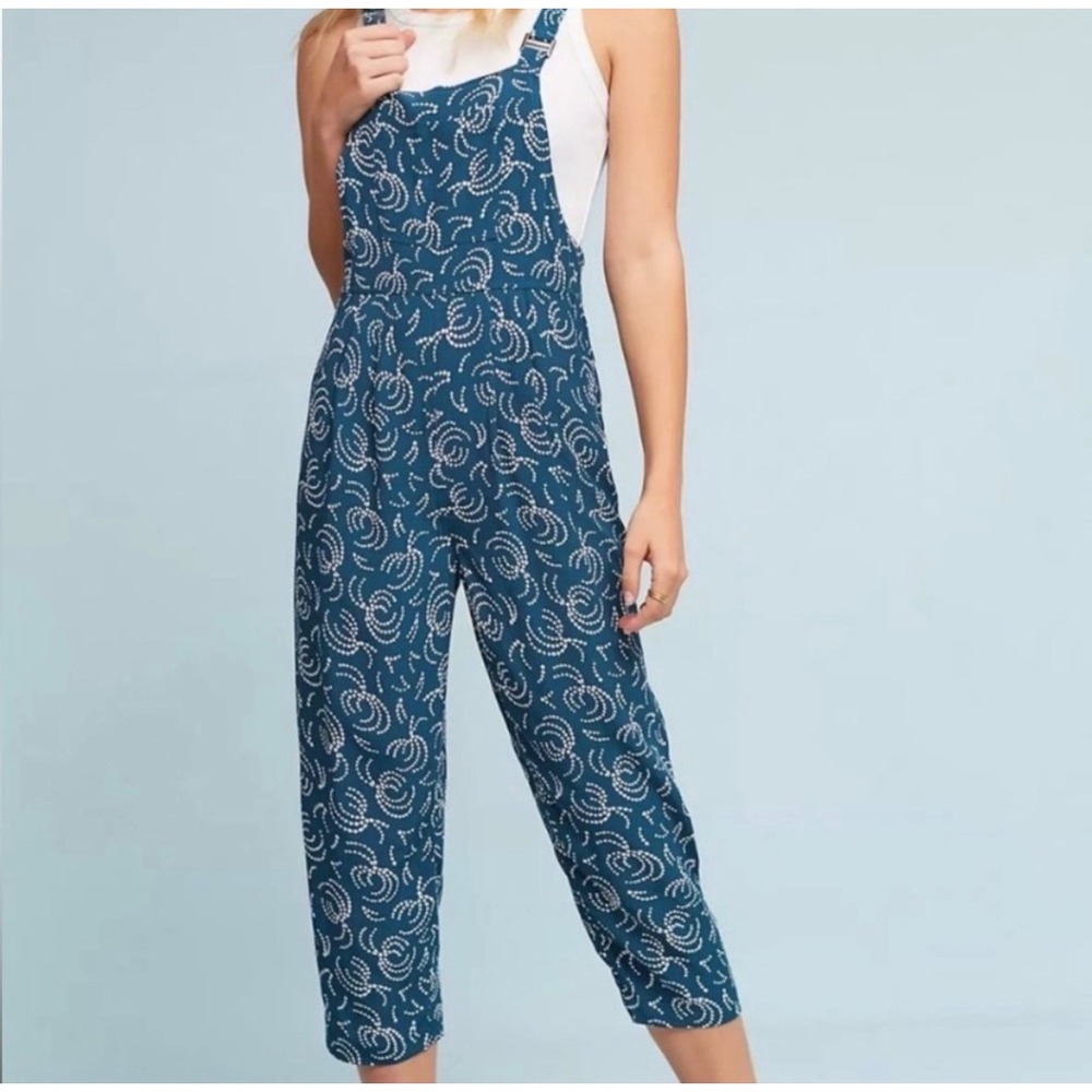 Maeve Blue Printed Cropped Jumper Romper